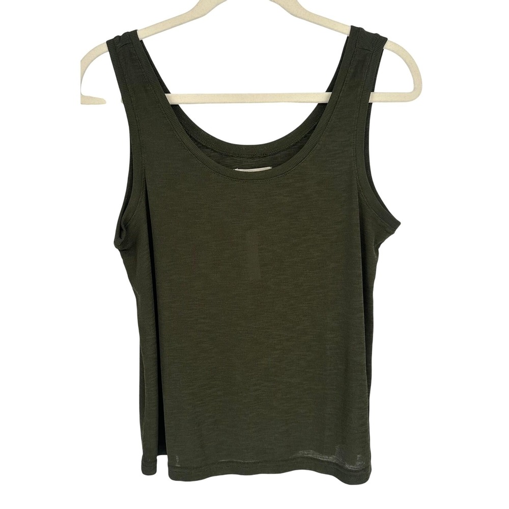 Madewell Eastover Ribbed Tank Top Womens S Olive Green U-Neck Camisole NWT NF474